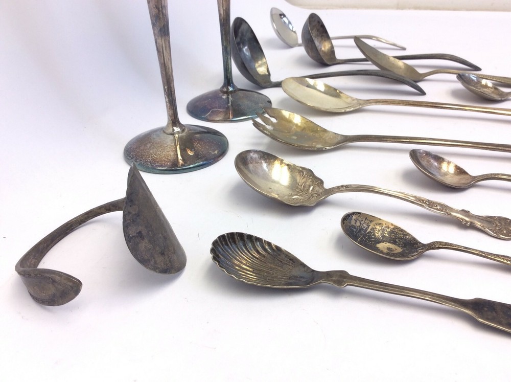 Mixed Vintage Lot Used Kirk Stieff Oneida Goblets Cups Silverplate Spoons