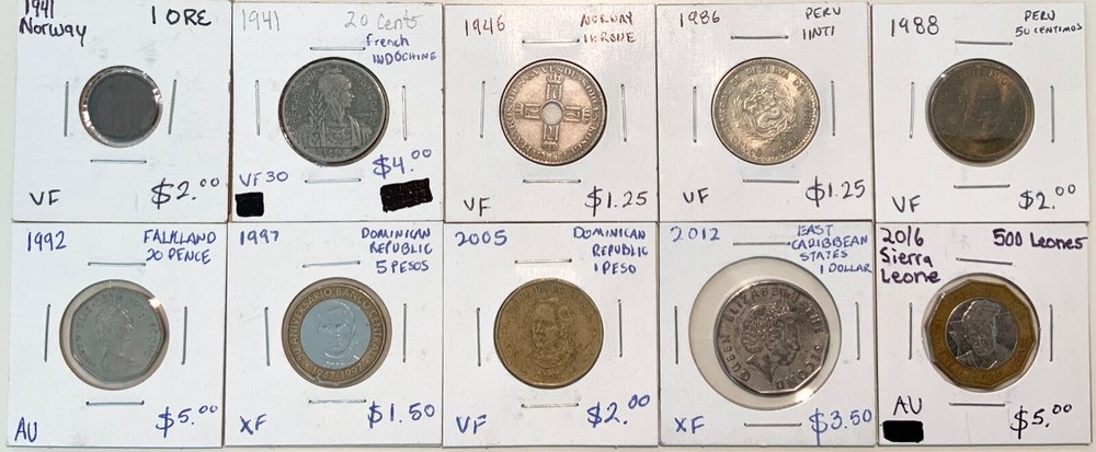 Assorted World Coin Lot (10 Coin Total)