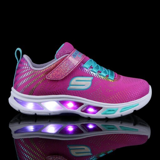 Skechers LiteBeems Shimmer Fashion Girls Hot Pink Lavender Shoes Light Up Size 5