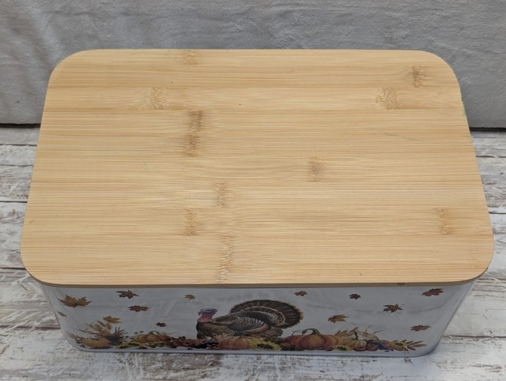 Thanksgiving Decor Tin Box Festive Container