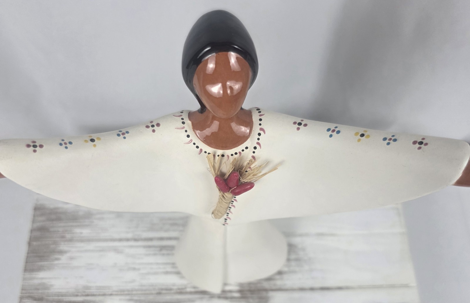 Rare! Vintage Navajo Clay Pottery Sculpture Harvest Prayer Figurine Signed 10"