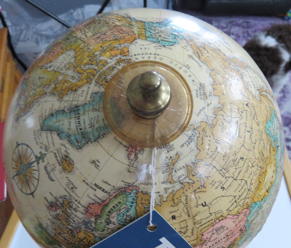 Replogle Wood Desk Globe - Thermometer, Barometer, & Hygrometer - Marked "Fedex"