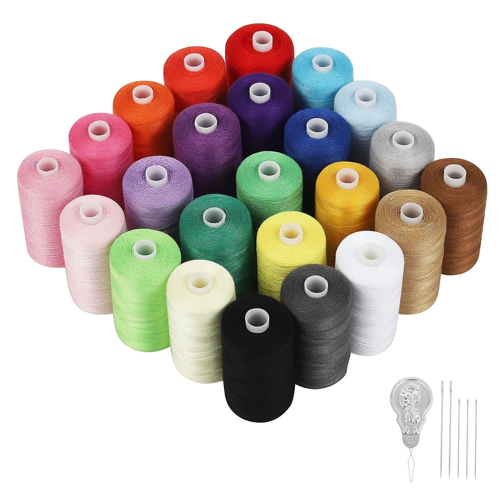NEX 24 PCS Sewing Thread Kit, 24 Colors 1000yd Spool Polyester Thread Assortm...