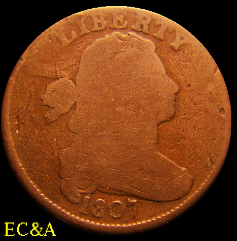 1807 LARGE DRAPED BUST CENT S-271 COMET VAR. GOOD (LC069)