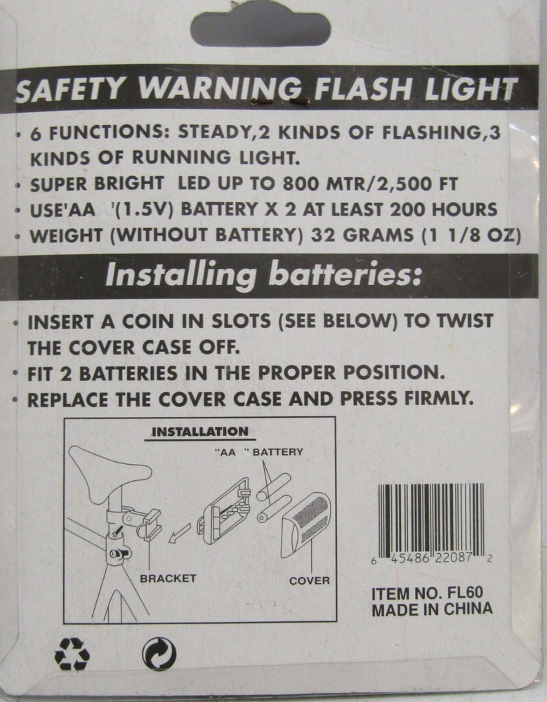 Battery Operated 6 Function Safety Flashing Light.