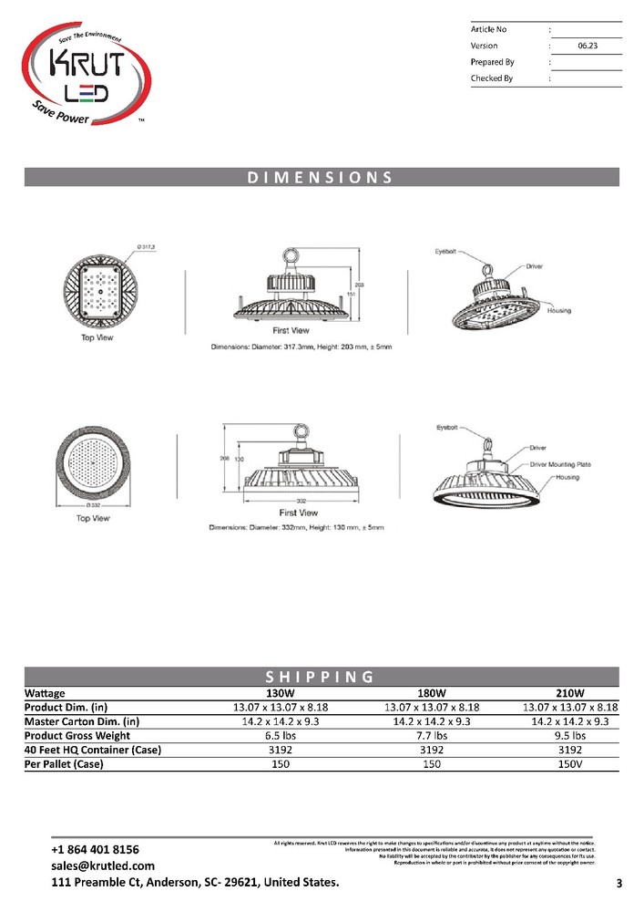 LED UFO High Bay Light 130W