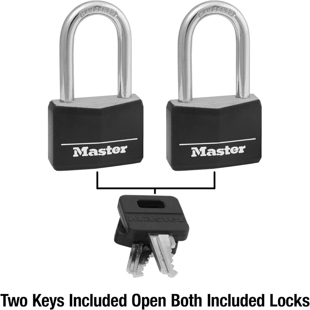 2 PACK Master Lock Black Covered Aluminum Lock, 141DLF