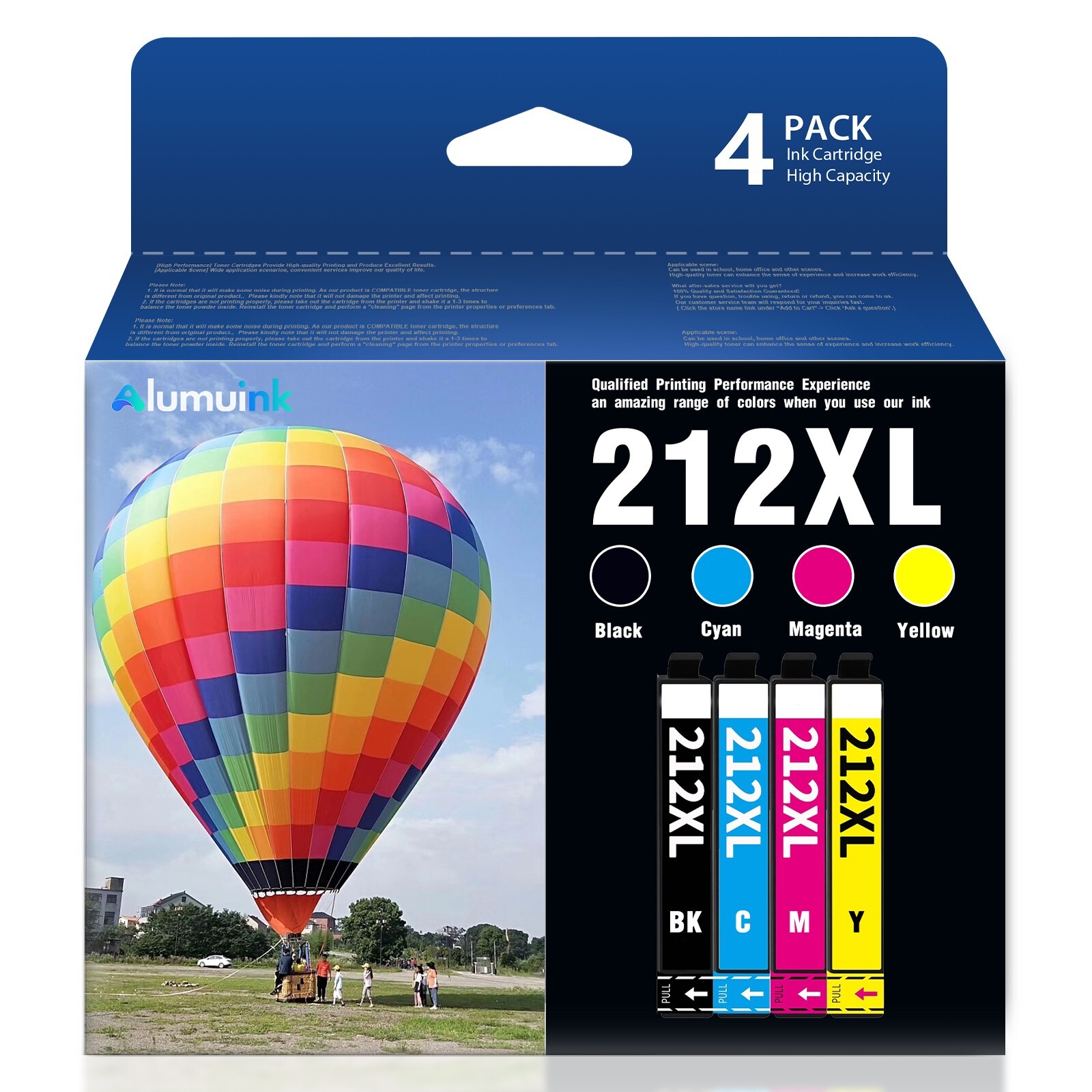 Compatible 212XL Ink Cartridges for Epson WF-2850 WF-2830 Printers (4-Pack)