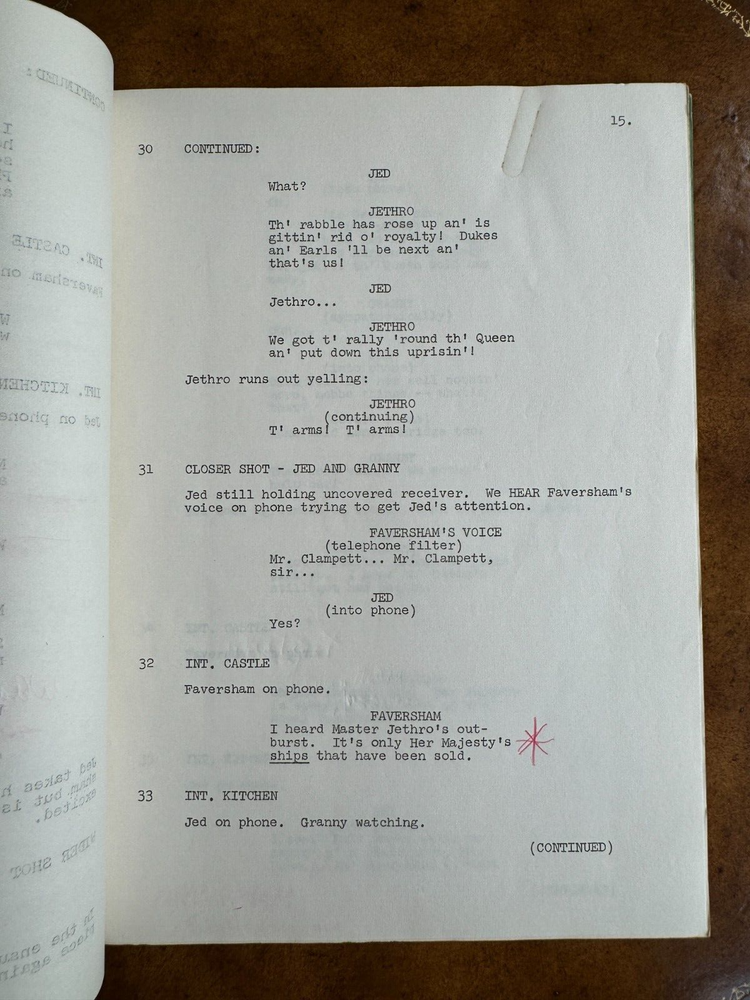Original THE BEVERLY HILLBILLIES Tv Script - A Bundle For Britain 1968