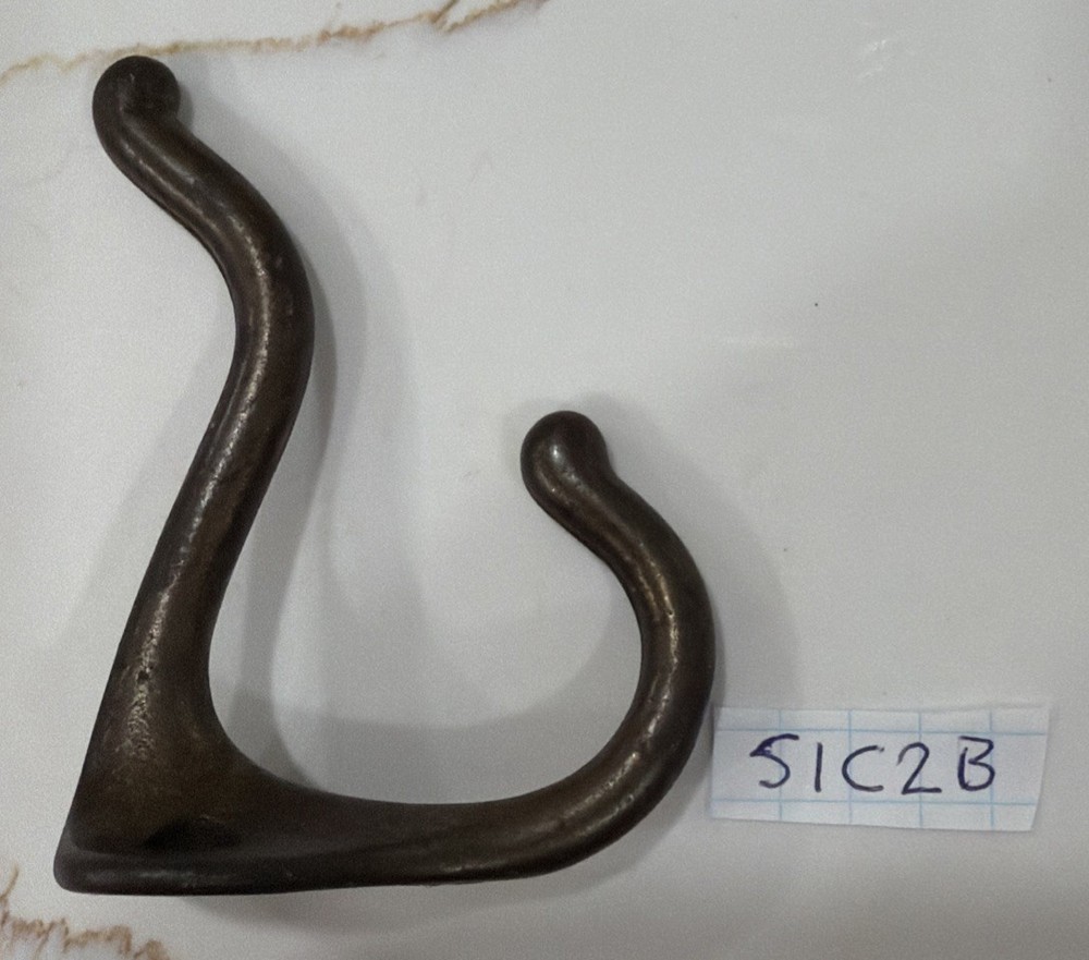 Single Cast Iron Double Hooks Round Tips Coat Hat Salvage Hardware 3”