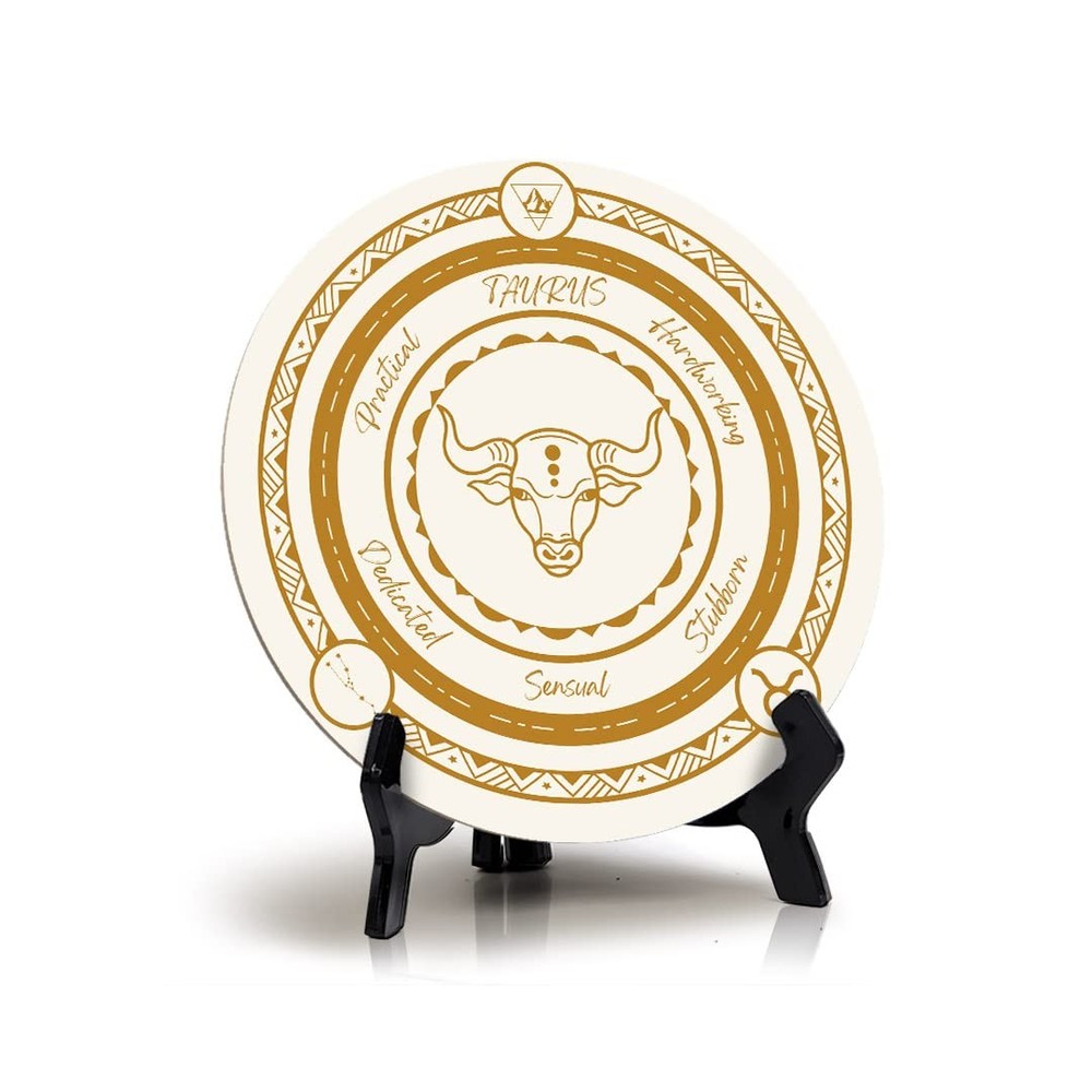 Taurus Zodiac Circle Table Sign (5x5")