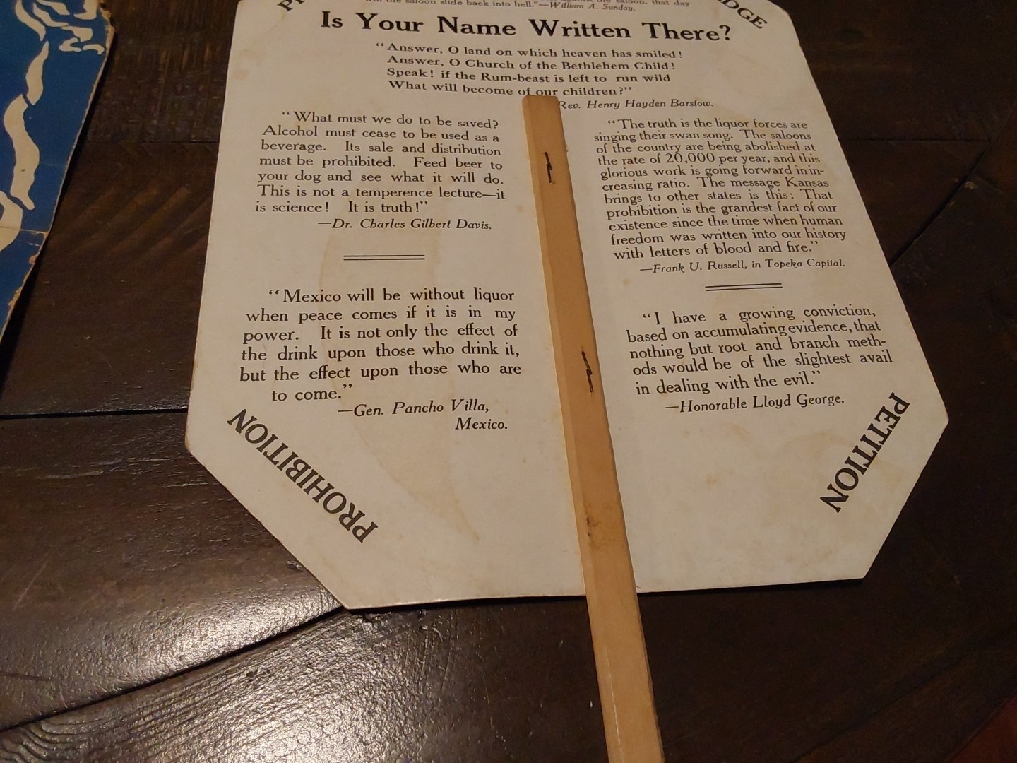 1916 2 Hand Fans WCTU Prohibition Anti Liquor "The World Is Going Dry"