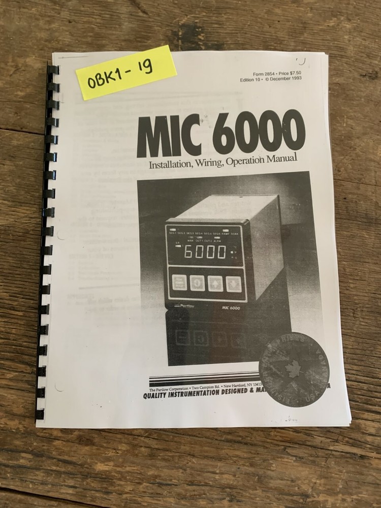 MIC 6000 Series Temperature Process Controller installation manual