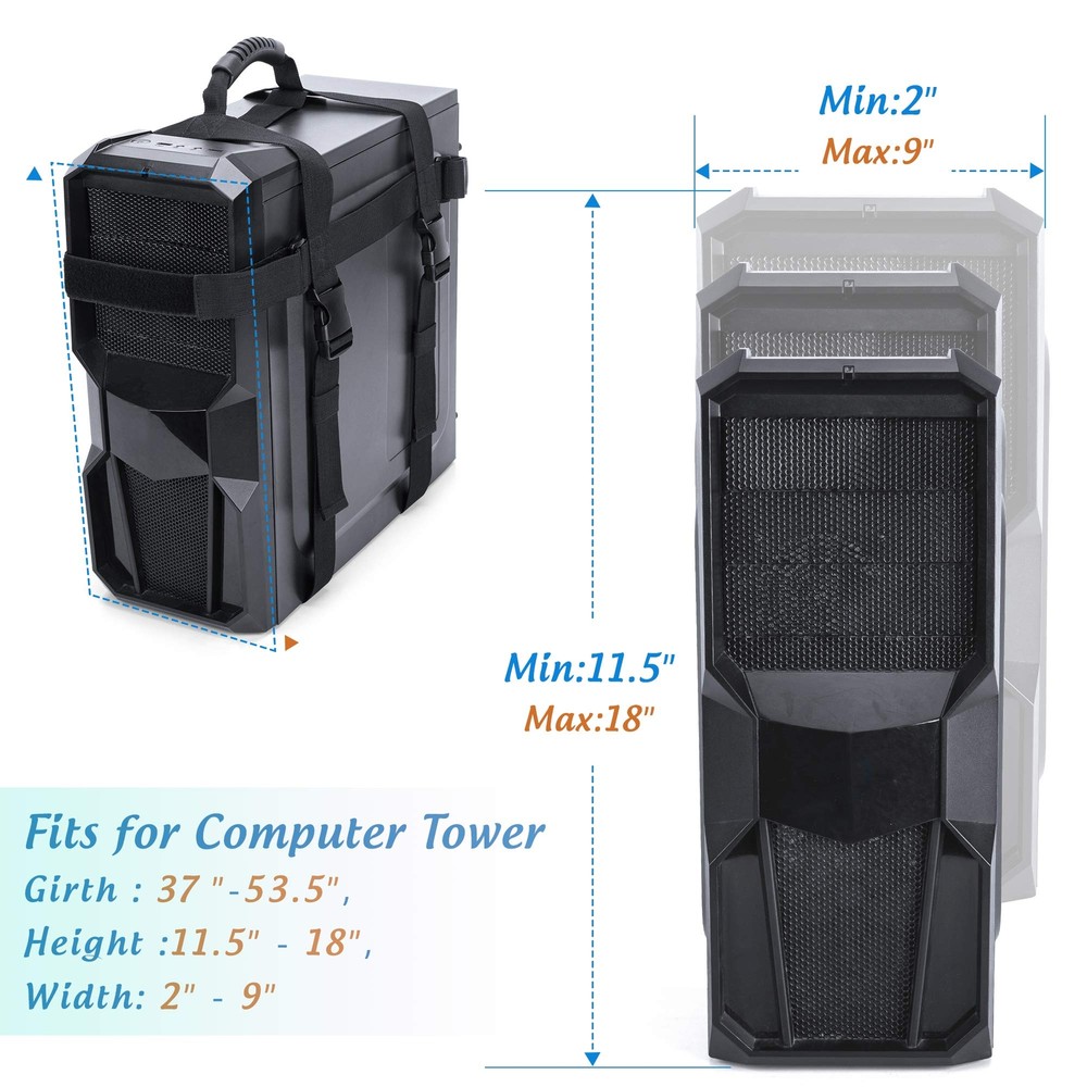 Pc Tower Carrying Strap With Rubber Handle Desktop Carrying Case Belt Computer T