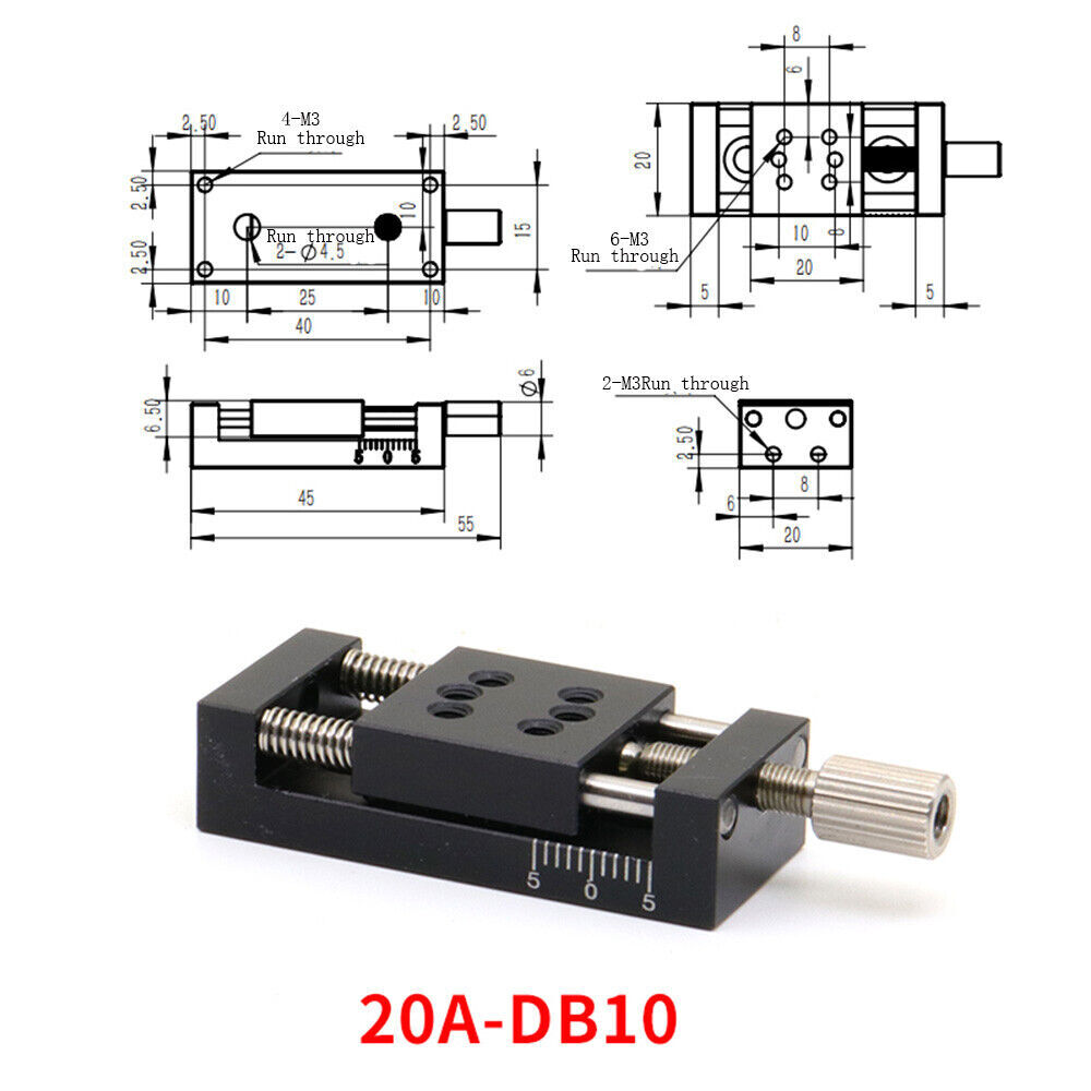 X-axis Slide Table Linear Adjustable Displacement Platform Manual Translation