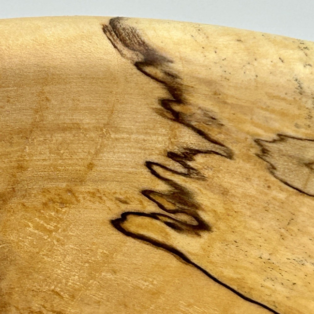 Hand Turned Spalted Maple Bowl Signed R 2000s Studio 6½″ × 3¼″ Vintage