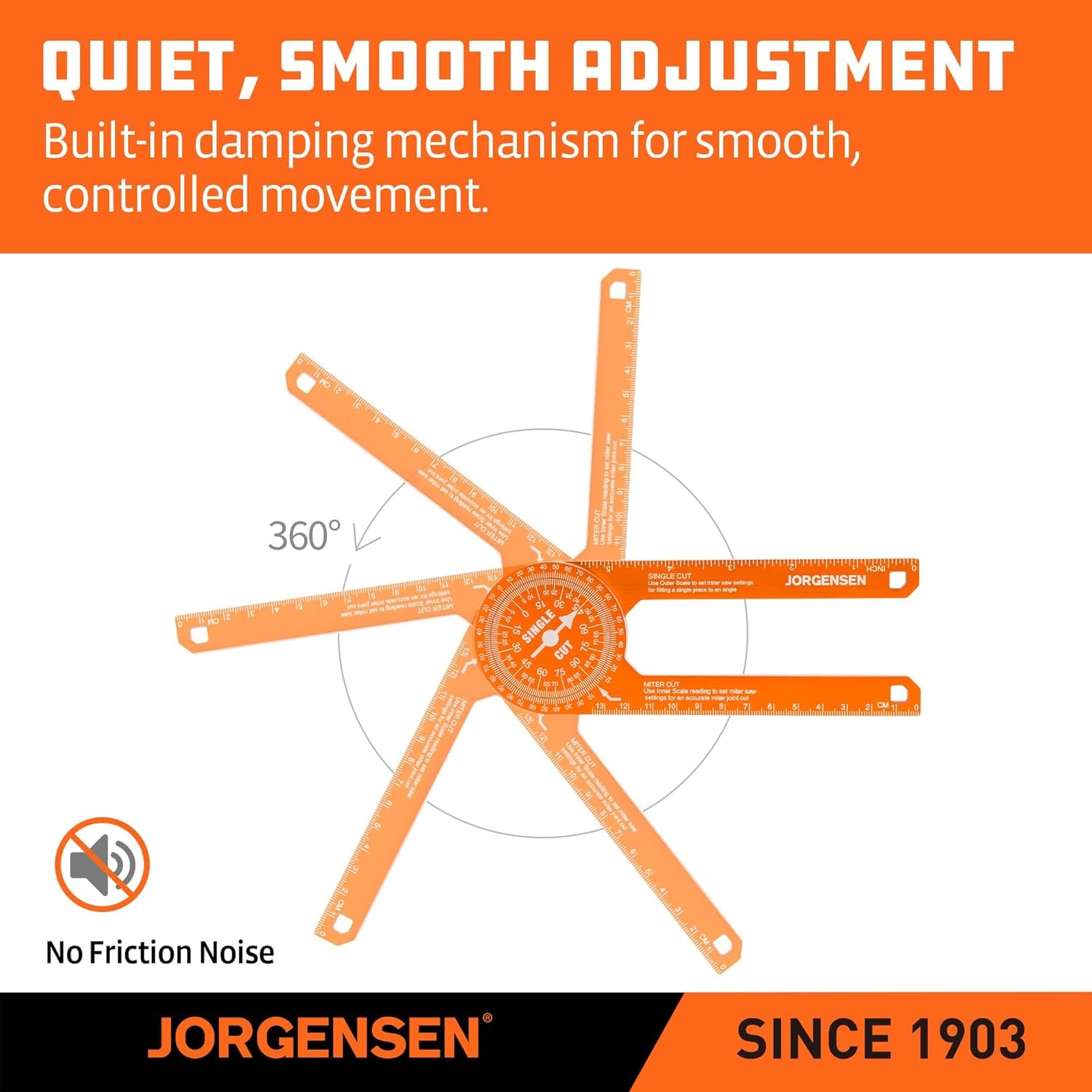 Jorgensen 7Inch Aluminum Protractor Angle Finder w/Precision Laser-Etched Scales
