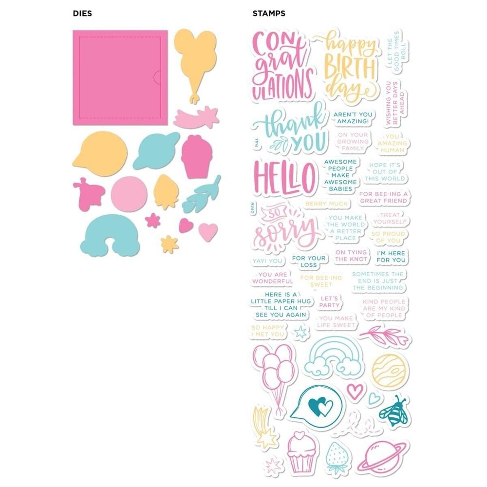 Diamond Press Surprise Message Stamp & Die Set New
