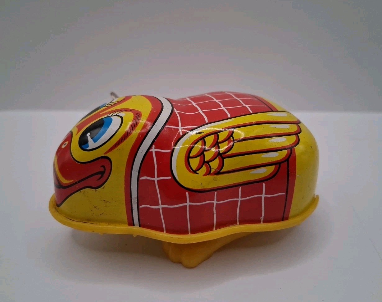 Vintage Tin Litho Wind Up Duck Toy