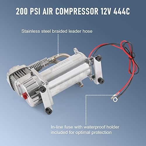 12V 444C 200 PSI Chrome Air Compressor for Auto/Motorcycle 1Pc