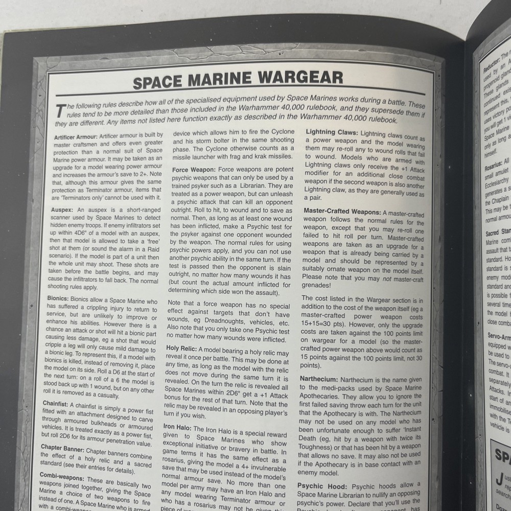 Warhammer 40k Games Workshop 2001 - Codex Space Marines 3rd edition