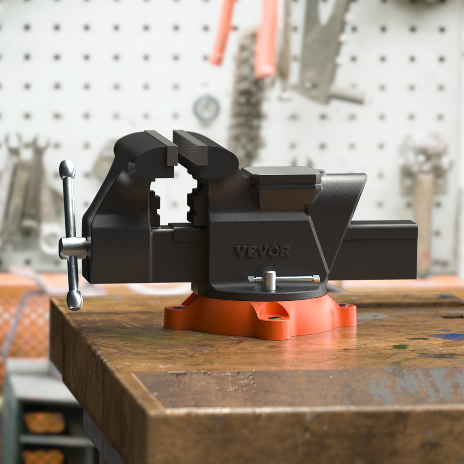 VEVOR 6" Bench Vise w/ Anvil 360°Swivel Locking Base Heavy Duty Ductile Iron