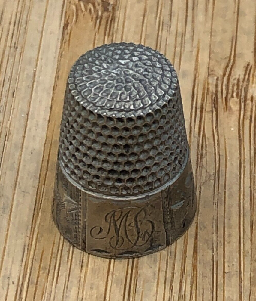 Vintage Sterling Silver Thimble, size 7, monogrammed
