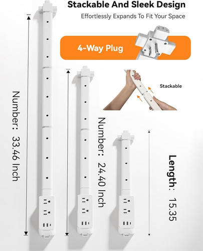 Blueera Electrical Outlet Extender Stick Features USB-C, 2 USB-A, 2AC 2 Pack