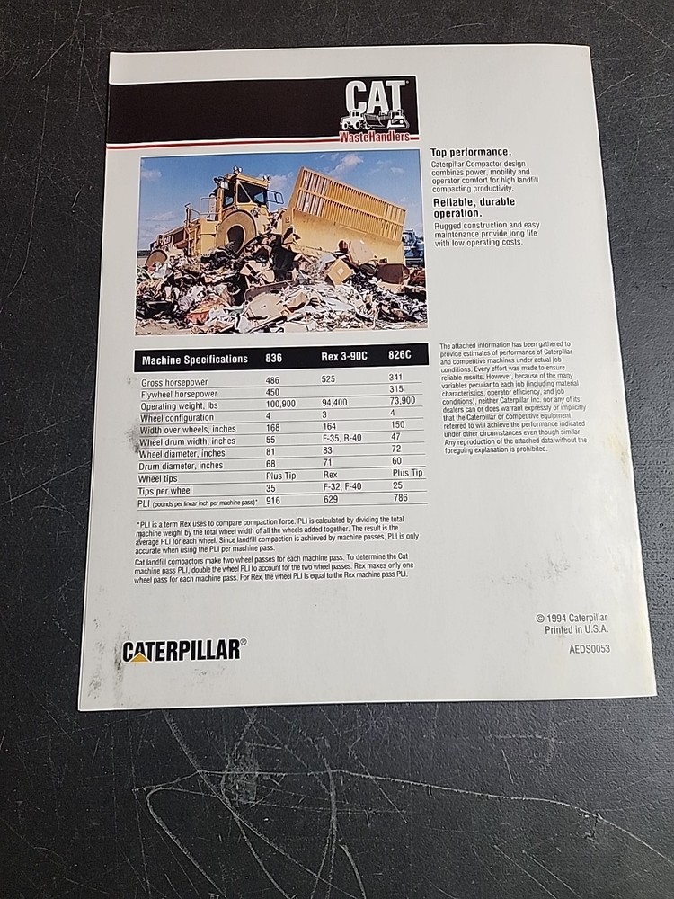 Caterpillar Landfill Compactor Performance Report Brochure
