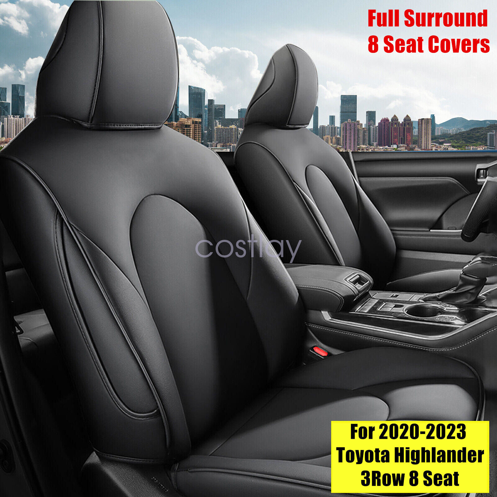 For 2020-2023 Toyota Highlander Full Set Protector Leather seat covers 8 Seat