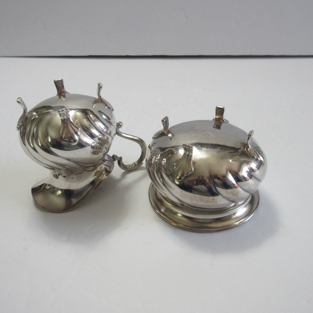 Vintage ) T.M. 60 GR Silverplate Silver Cream and Sugar Set - Norway? - 143.0 gr