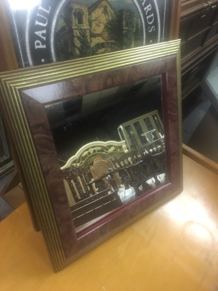 GOLD AND WOOD GRAIN FINISHED DECORATIVE MIRROR