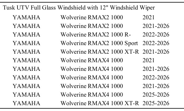 Tusk UTV Full Glass Windshield with 12" Windshield Wiper