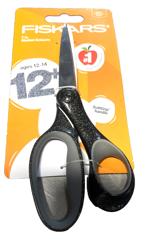 Fiskars Student Scissors 7" Kids 12+ Black Sparkles