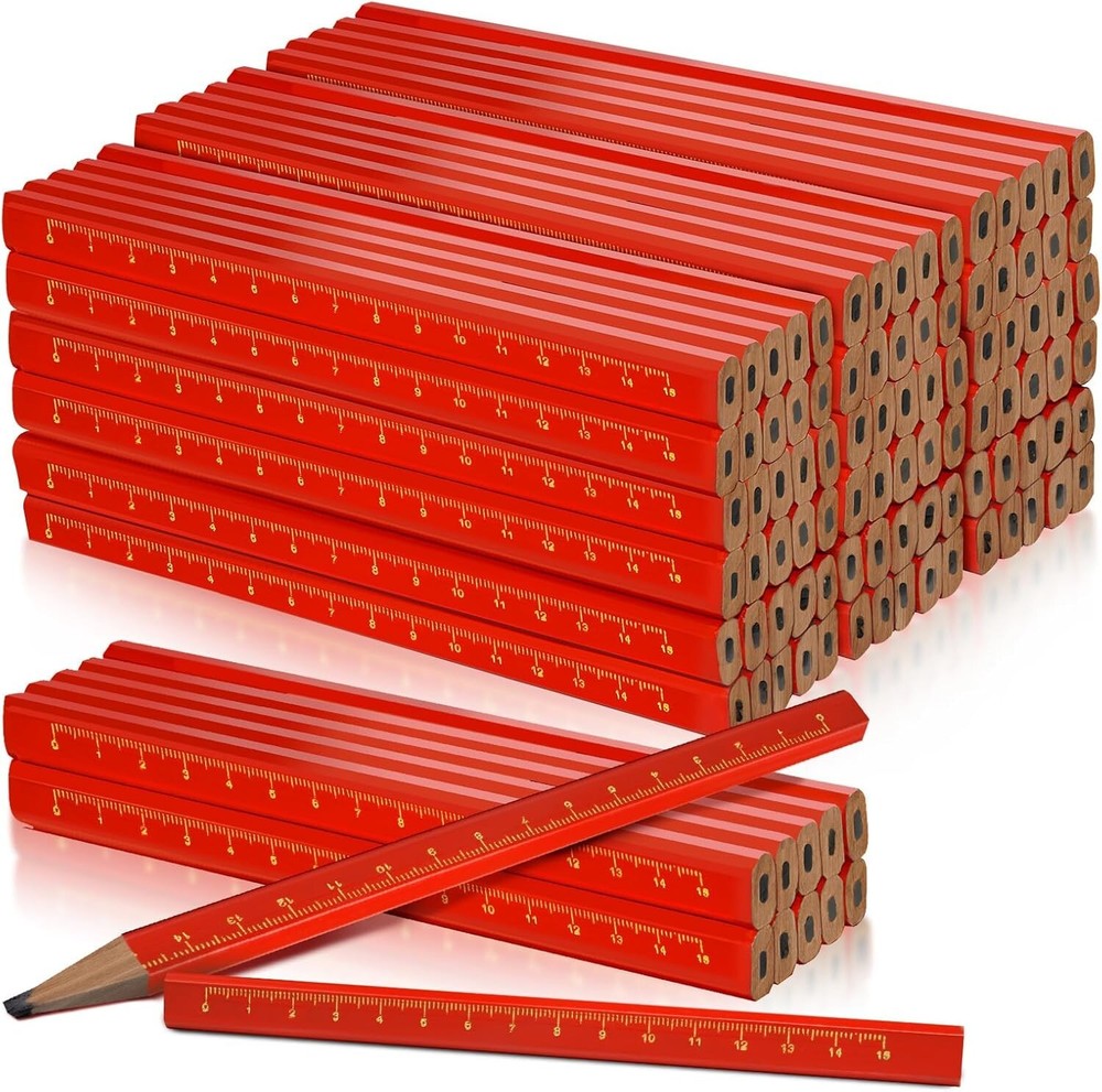 100 Pack Octagonal Black Carpenter Pencils for Woodworking Construction Marking