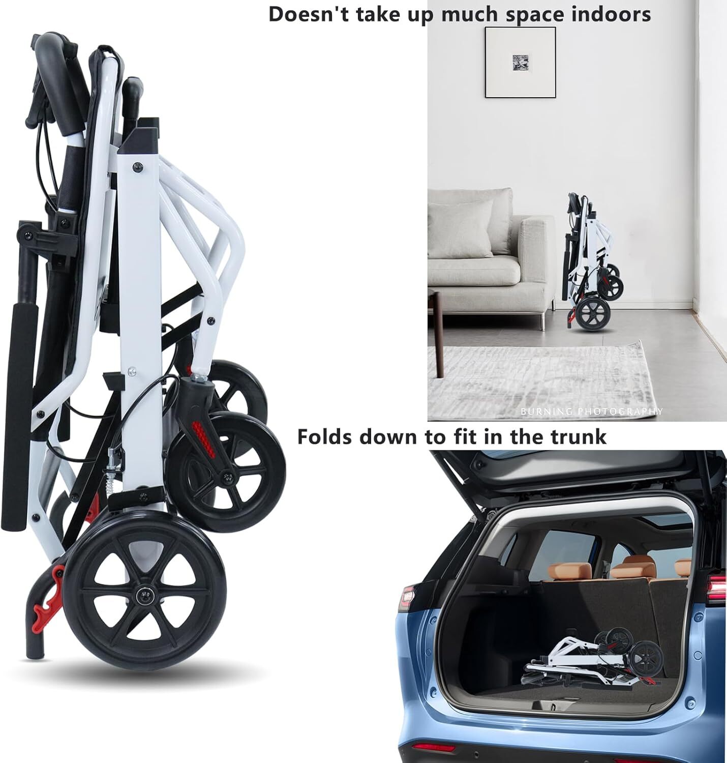 Foldable Lightweight Transport Wheelchair Portable Travel Wheelchair All Terrain