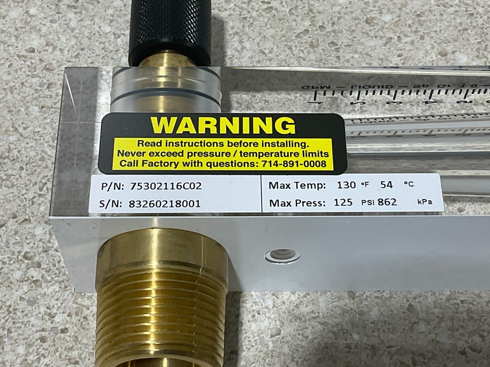 King Instrument Flowmeter 75302116C02 NEW