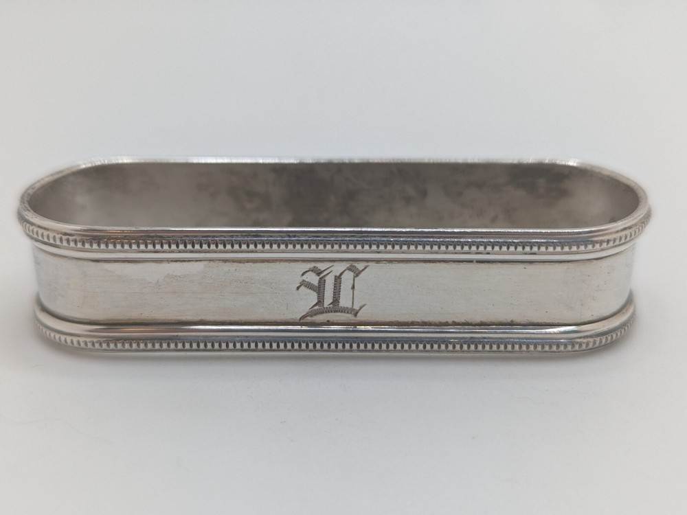 Vintage Lunt Sterling Silver Napkin Ring "L" initial engraving