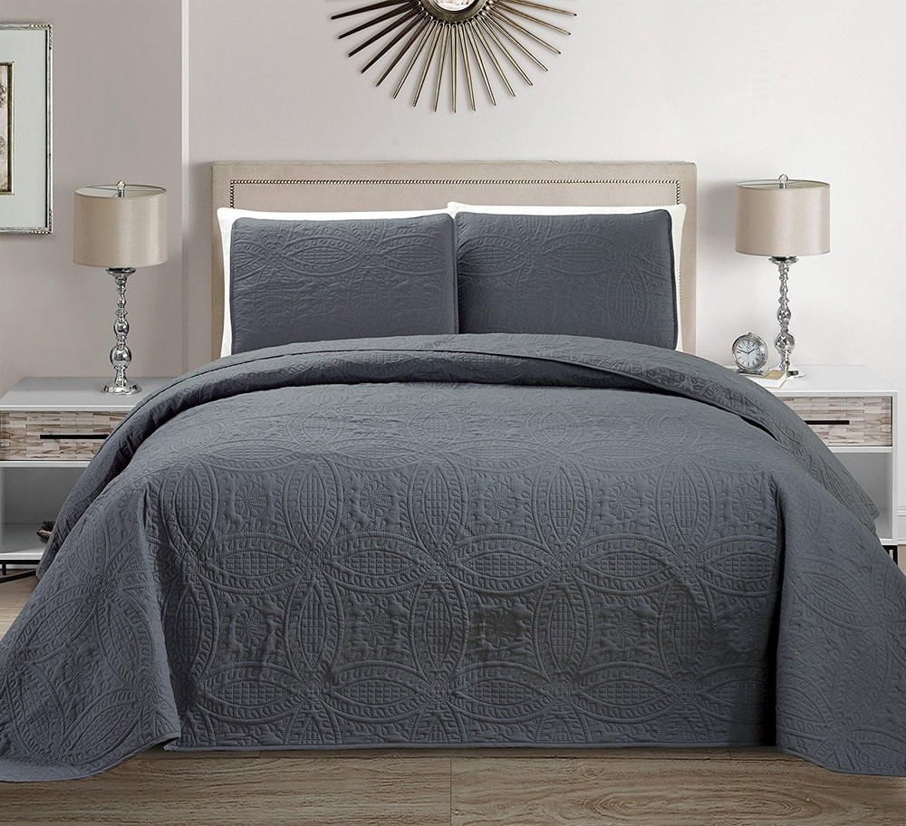 Fancy Collection Embossed Coverlet Bedspread Over Size Set