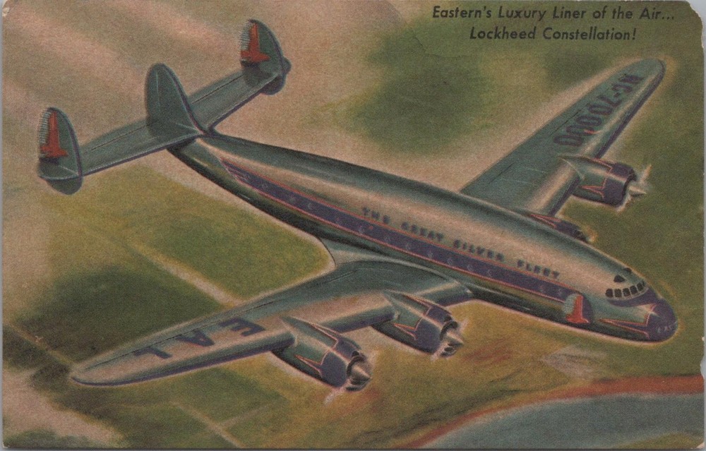 Postcard Airplane Eastern's Luxury Liner Lockheed Constellation