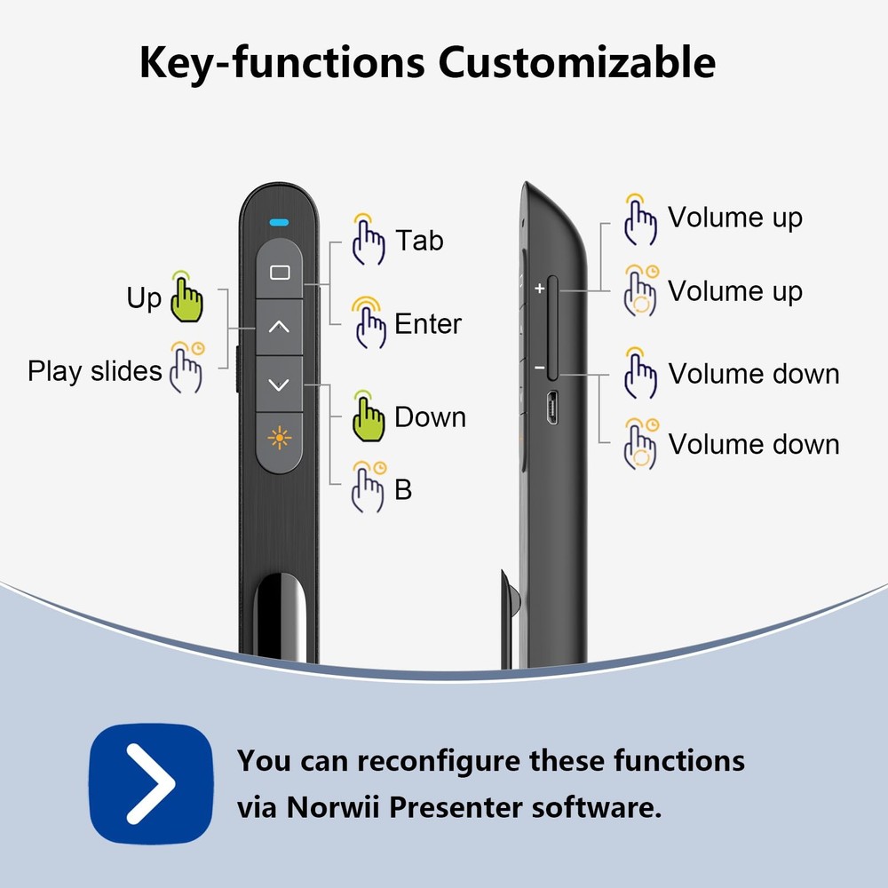 N76 Rechargeable Presentation clicker, Long Range Presentation Remote, Wirele...