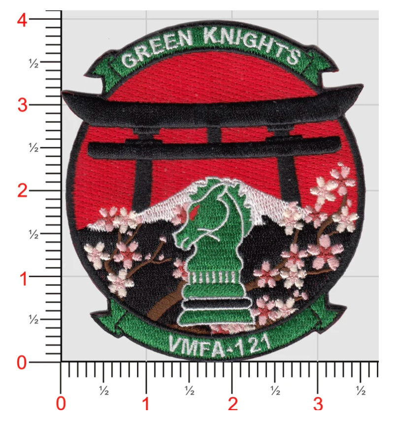 NAVY GREEN KNIGHTS VMFA-121 EMBROIDERED HOOK & LOOP PATCH