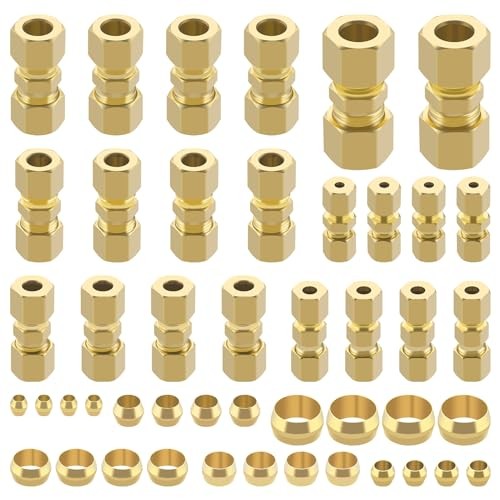 46pcs Brass Compression Tube Pipe Fittings Assortment 46Pcs Compression Kit