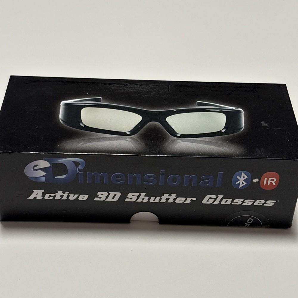 eDimensional active 3-D shutter glasses Bluetooth plus IR Rechargeable In Box