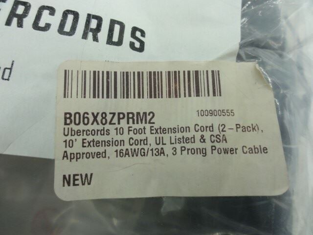 Ubercords B06X82PRM2 10 Foot Extension Cords (2-Pack)