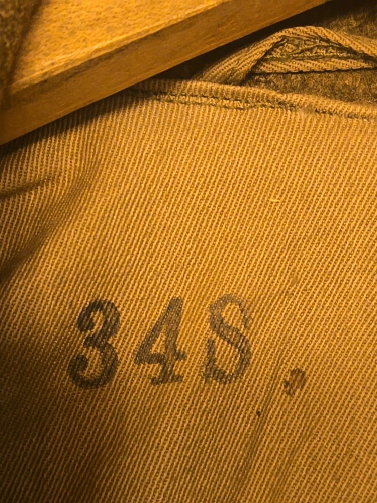 WWII dated 1943 Size 34/S Brown buttons wool overcoat.