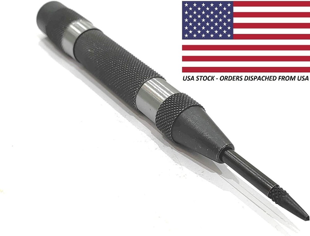 Automatic Center Punch Replaceable Hardened Steel Tip Medium Duty- USA FULFILLED