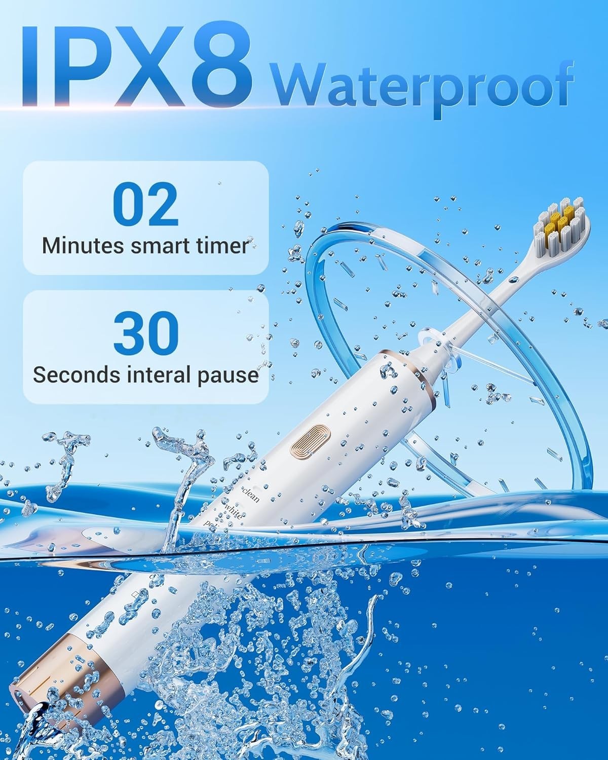 2 Pack Electric Toothbrush Sonic Toothbrush USB Rechargeable 12 Heads 6 Modes