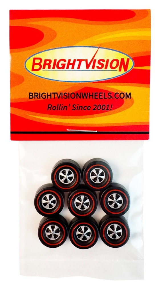 8 Brightvision Redline Wheels - 8 Large Cap Deep Dish Dull Chrome Style