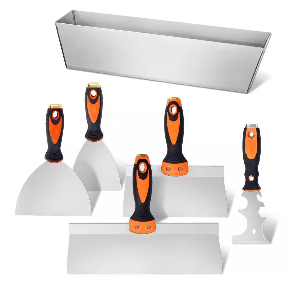 6 Piece Drywall Tools Includes 3 In. Painter Scraper, 2 Putty Knives, 2 Taping K